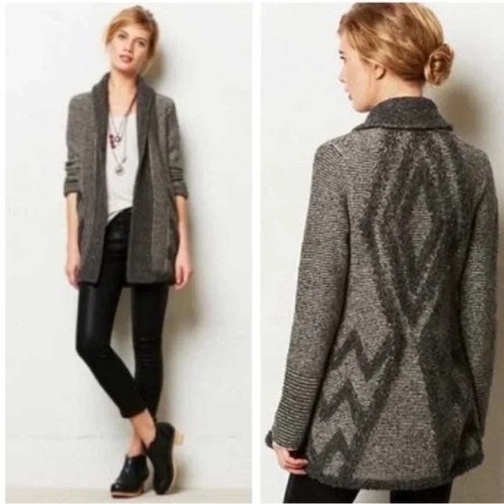 Angel Of The North Cardigan Small Grey Equinox Wool Open